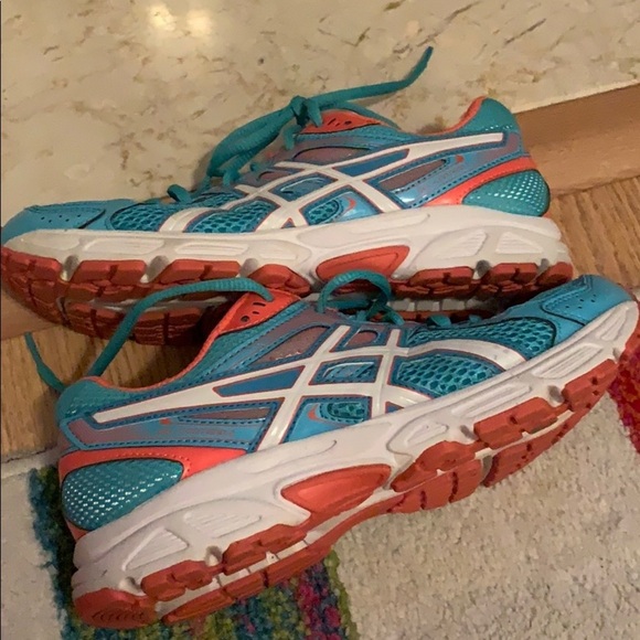 ASICS gel contend 2 aqua & coral sneakers size 7.5 - Picture 8 of 8